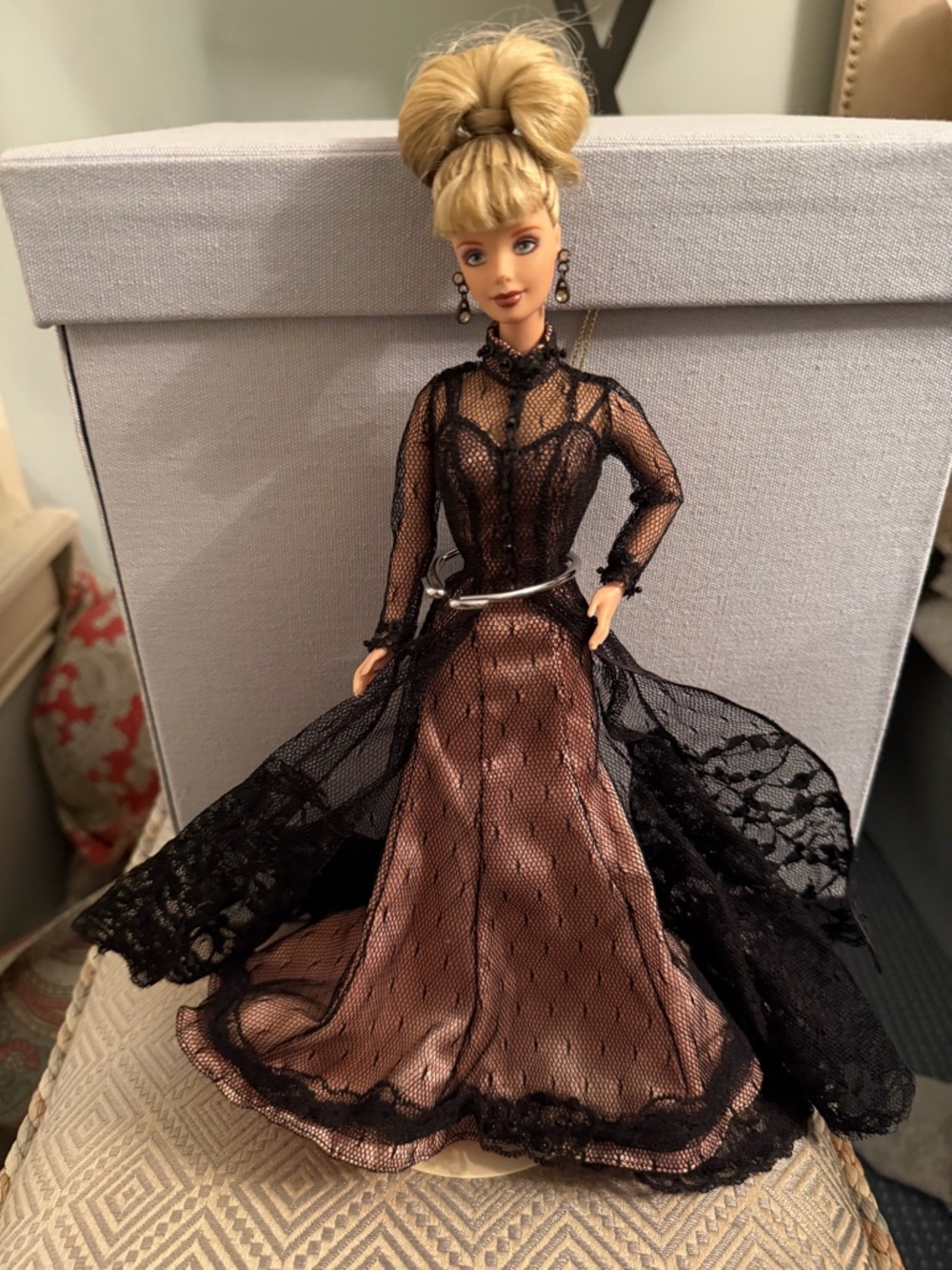 Nolan Miller Sheer illusion Barbie Mattel Doll in Black Lace  1998